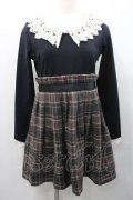 Ank Rouge / タータンチェック切り替え長袖ワンピース  黒ｘグレーチェック I-26-01-31-069-CA-OP-SA-ZI