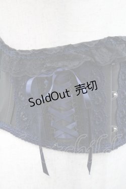 画像3: MR corset / サイド編み上げコルセット  黒Ｘ紺 I-26-01-31-001-PU-ZA-SA-ZI