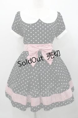 画像1: Ank Rouge / 半袖ドットリボンワンピース  黒Ｘ白Ｘピンク I-26-01-31-070-CA-OP-SA-ZI