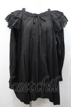 画像1: PINK HOUSE / コットンレース使いチュニックブラウス  ブラック I-26-01-31-075-LO-OP-SA-ZI