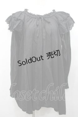 画像1: PINK HOUSE / コットンレース使いチュニックブラウス  ブラック I-26-01-31-075-LO-OP-SA-ZI