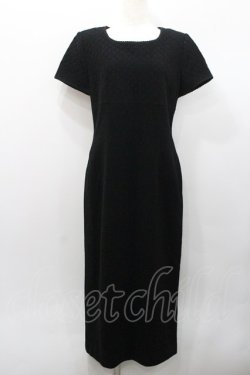 画像1: INGEBORG / キルティング切替半袖ワンピース  黒 I-26-01-31-077-LO-OP-SA-ZI