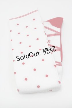 画像1: Angelic Pretty / トゥシューズ風オーバーニー  白Ｘ赤 I-26-01-31-114-AP-ZA-SA-ZI