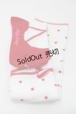 画像2: Angelic Pretty / トゥシューズ風オーバーニー  白Ｘ赤 I-26-01-31-114-AP-ZA-SA-ZI