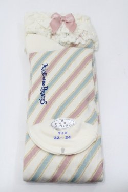 画像2: ALICE and the PIRATES / ナナメストライプオーバーニー  アイボリーＸサックスＸピンク I-26-01-31-115-PA-ZA-SA-ZI