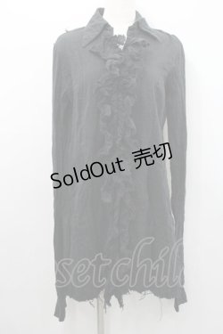 画像1: alice auaa / ガーゼフリルロングシャツ  黒 I-26-01-31-014-AA-BL-SA-ZI