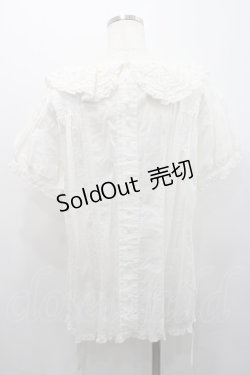 画像2: WONDERFUL WORLD / ピコフリル襟半袖ブラウス  生成り I-26-01-31-015-LO-BL-SA-ZI