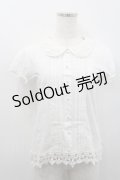Ank Rouge / レースパール襟ブラウス風カットソー  白 I-26-01-31-003-CA-TO-SA-ZI