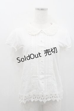 画像1: Ank Rouge / レースパール襟ブラウス風カットソー  白 I-26-01-31-003-CA-TO-SA-ZI