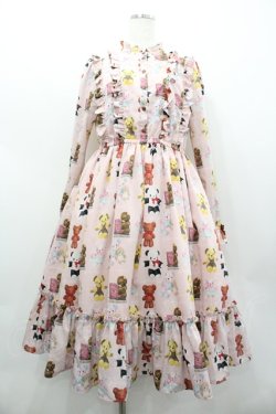 画像1: Emily Temple cute / mini Fluffy Bearsワンピース  ピンク I-26-02-01-037-ET-OP-TE-ZI