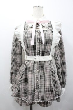 画像1: Honey Cinnamon / フリルハーネスセットアップ  ピンクチェック I-26-02-01-038-LO-OP-SA-ZI