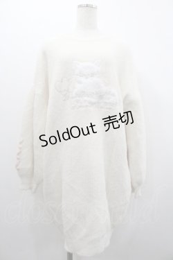 画像1: Amavel / ねこニットワンピース  白 I-26-02-01-040-CA-OP-SA-ZI