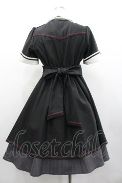 画像2: Amavel / レイヤードミリタリーワンピース  黒Ｘボルドー I-26-02-01-043-CA-OP-SA-ZI