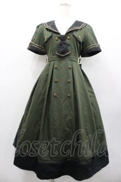 画像1: Amavel / Guardianセーラーミリタリーミドル丈ワンピース  カーキ I-26-02-01-044-CA-OP-SA-ZI