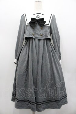 画像1: Amavel / Crown Emblem Setup風セーラーワンピース  グレーＸ白Ｘ黒 I-26-02-01-046-CA-OP-SA-ZI