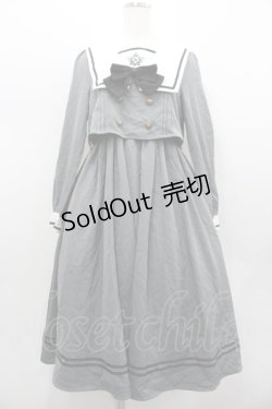画像1: Amavel / Crown Emblem Setup風セーラーワンピース  グレーＸ白Ｘ黒 I-26-02-01-046-CA-OP-SA-ZI