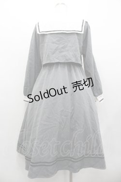 画像2: Amavel / Crown Emblem Setup風セーラーワンピース  グレーＸ白Ｘ黒 I-26-02-01-046-CA-OP-SA-ZI
