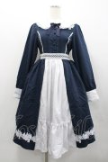 axes femme kawaii / 童話の小公女ワンピース  紺Ｘ白 I-26-02-01-050-AX-OP-SA-ZI