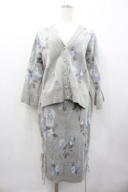 画像1: axes femme / フラワーニットトップス&スカートセットアップ  グレー I-26-02-01-052-AX-TO-SA-ZI