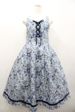 画像1: axes femme / ロマンティックローズ柄ジャンパースカート  青 I-26-02-01-058-AX-OP-SA-ZI