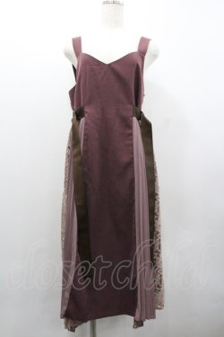 画像1: axes femme / サイドベルトプリーツジャンパースカート  ボルドー I-26-02-01-060-AX-OP-SA-ZI