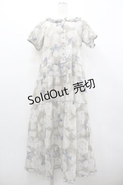 画像1: PINK HOUSE / レースペーパープリントワンピース  グレー I-26-02-01-064-LO-OP-SA-ZI