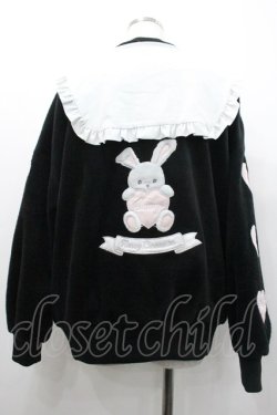 画像2: Honey Cinnamon / うさぎさん&ハートワッペンボアブルゾン  黒Ｘ白Ｘピンク I-26-02-01-069-LO-JA-SA-ZI