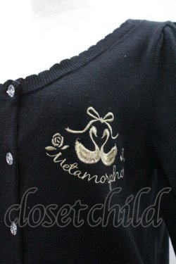 画像3: metamorphose / リボンスワン刺繍ニットカーディガン  黒Ｘゴールド I-26-02-01-076-ME-TO-SA-ZI