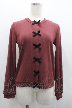 画像1: Rojita / フロントリボンカーディガン  ボルドーＸ黒 I-26-02-01-078-LO-TO-SA-ZI