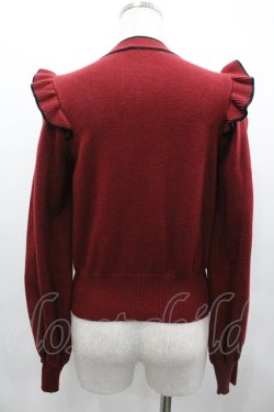 画像2: Honey Cinnamon / 肩フリル配色リボンニット  ボルドーX黒 I-26-02-01-079-LO-TO-SA-ZI