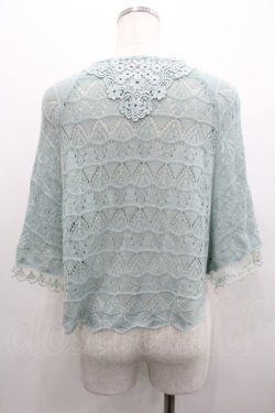 画像2: axes femme / レース重ねケープトッパーカーディガン  サックスＸ白 I-26-02-01-082-AX-TO-SA-ZI