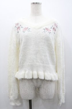 画像1: axes femme / ローズ刺繍フェザーニット  アイボリー I-26-02-01-083-AX-TO-SA-ZI