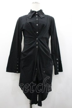 画像1: Ozz Croce / スナップボタンロングシャツ  黒 I-26-02-01-087-OO-BL-SA-ZI