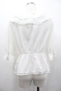 画像2: axes femme kawaii / フリル襟シャーリングブラウス  白 I-26-02-01-088-AX-BL-SA-ZI