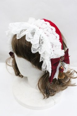 画像1: ATELIER MELANCHOLIA / レース別珍ヘッドドレス  ボルドーＸ白 I-26-02-01-105-EL-AC-SA-ZI