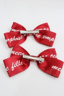 画像2: metamorphose / ロゴリボンクリップ　  赤Ｘ白 I-26-02-01-106-ME-AC-SA-ZI