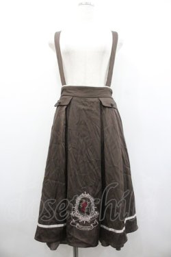 画像1: axes femme / オーナメント刺繍サス付きスカート  ブラウン I-26-02-01-012-AX-SK-SA-ZI