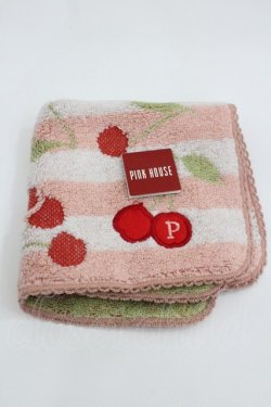 画像1: PINK HOUSE / ボーダーチェリーハンドタオル  ピンクＸ赤 I-26-02-01-113-LO-ZA-SA-ZI