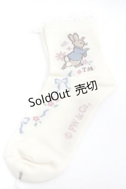 画像1: Innocent World / ピーターラビット  クルー丈ソックス  キナリ×サックス I-26-02-01-117-IW-ZA-SA-ZI