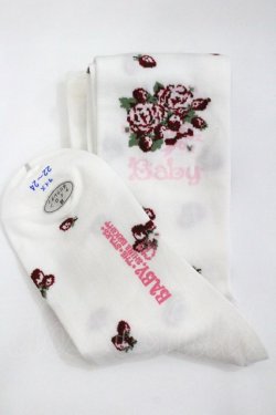 画像2: BABY,THE STARS SHINE BRIGHT / シュガーブーケ〜永遠の乙女の憧れ〜柄オーバーニーソックス  白 I-26-02-01-123-BA-ZA-SA-ZI