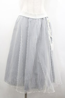 画像1: Secret Honey / チュール重ねナナメストライプスカート  白Ｘ紺 I-26-02-01-002-CA-SK-SA-ZI