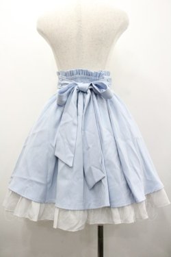 画像2: Amavel / フロント編み下げフリルスカート  サックスｘ白 I-26-02-01-018-CA-SK-SA-ZI