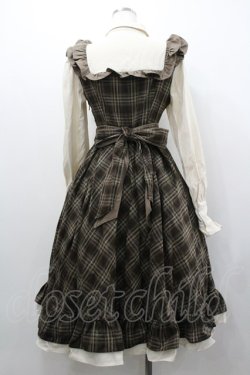 画像2: 胡桃木（海外ロリィタ） / タータンチェックン長袖ワンピース M ブラウンＸアイボリー I-26-02-01-024-LO-OP-SA-ZI
