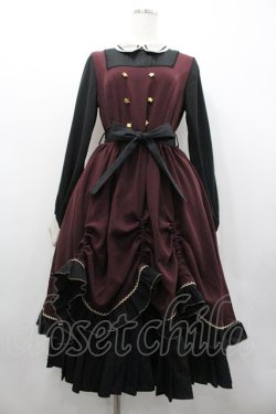 画像1: With Puji / 重ね風デザインワンピース M 黒ｘボルドー I-26-02-01-027-EL-OP-SA-ZI