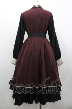 画像2: With Puji / 重ね風デザインワンピース M 黒ｘボルドー I-26-02-01-027-EL-OP-SA-ZI