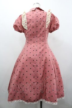 画像2: With Puji / ハートチェックプリント半袖ワンピース  赤チェックｘ黒 I-26-02-01-028-EL-OP-SA-ZI