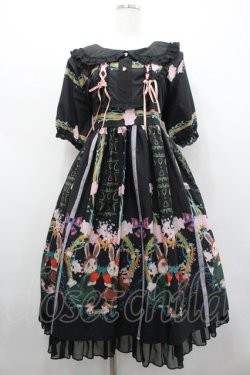 画像1: Toberun sky / うさぎさんプリント半袖ワンピース  黒Ｘピンク I-26-02-01-029-LO-OP-SA-ZI