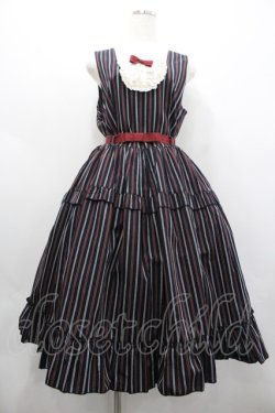 画像1: heavenly garden / レジメンタルジャンパースカート  ネイビーＸボルドー I-26-02-01-031-LO-OP-SA-ZI