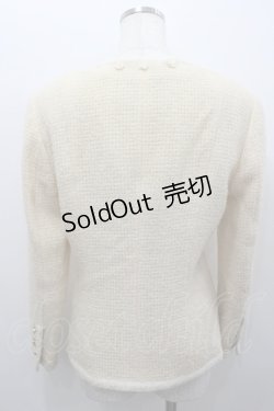 画像4: PINK HOUSE / フラワーモチーフ付きツイード調ノーカラージャケット M キナリ I-26-02-06-034-LO-JA-SA-ZI