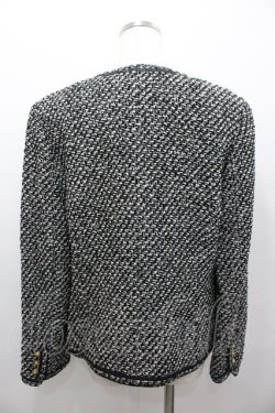 画像2: INGEBORG / ツイード調ノーカラージャケット L ブラック I-26-02-06-035-LO-JA-SA-ZI